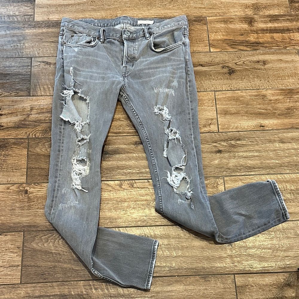 All Saints Distressed Gray Slim Men Jeans